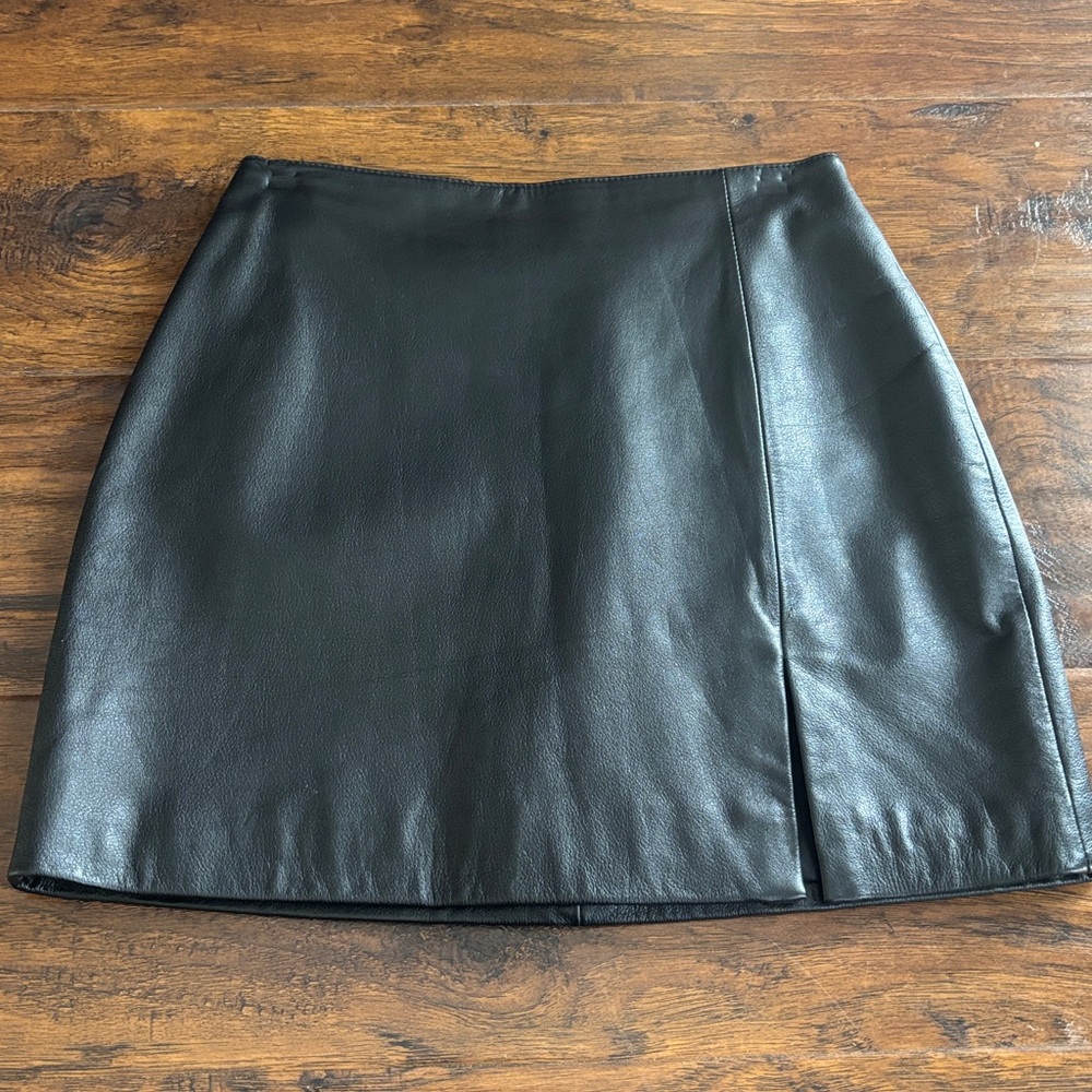 Maxima Black Leather Mini Skirt
